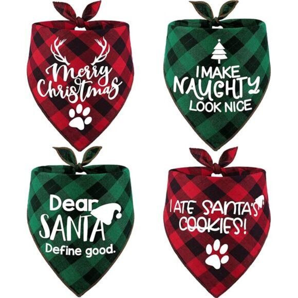 Other - 4 Pack Merry Christmas Dog Bandanas -
